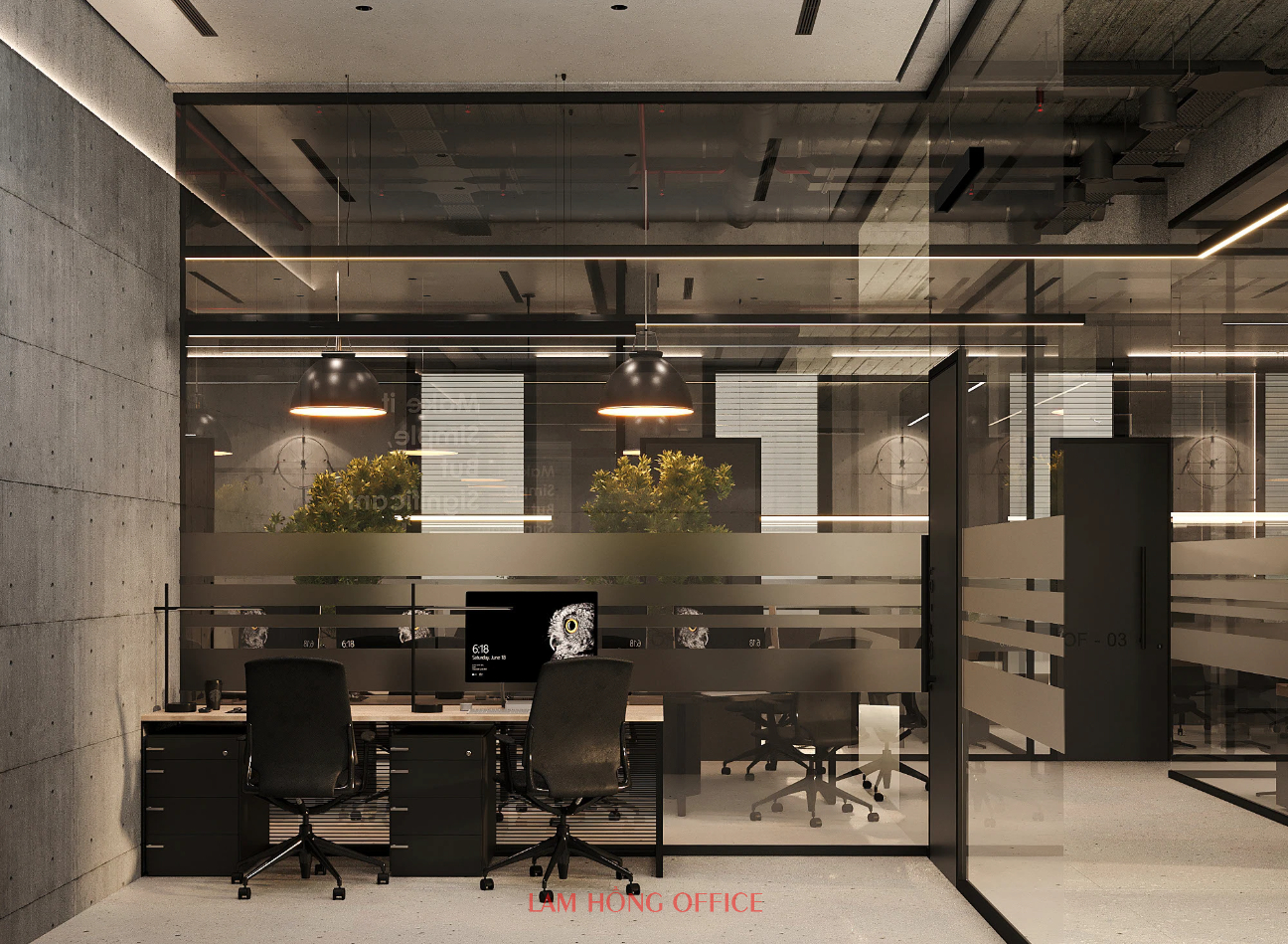 Mẫu nội thất văn phòng 400m2 sang trọng
