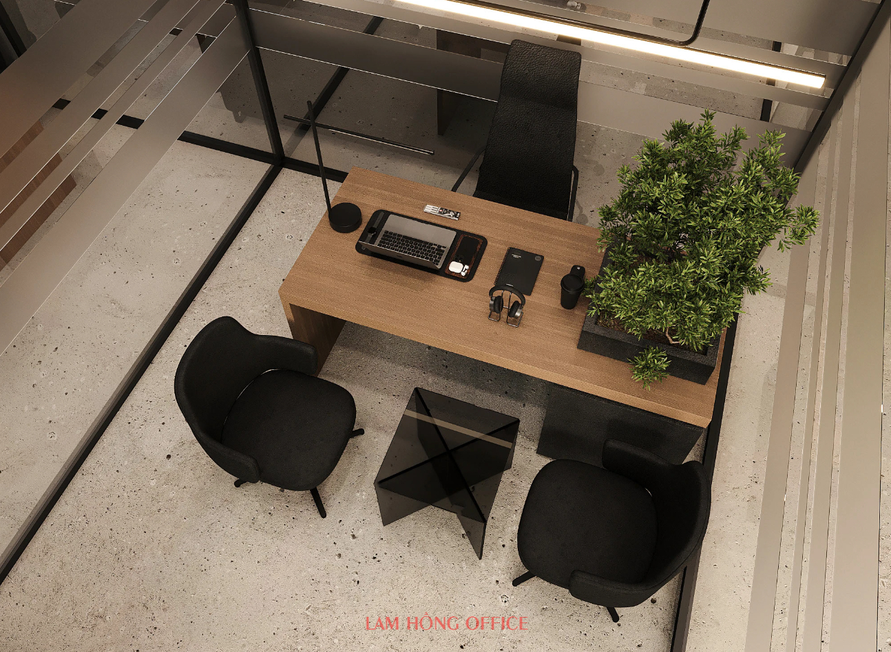 Mẫu thiết kế nội thất văn phòng 400m2 hiện đại sang trọng cao cấp