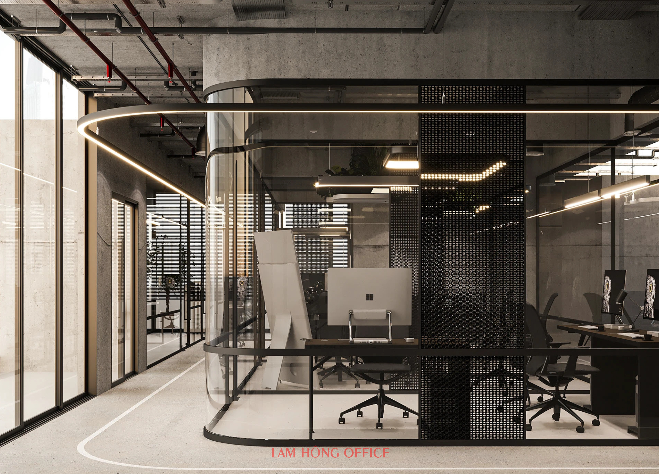 Thiết kế thi công nội thất văn phòng 250m2 phong cách hiện đại